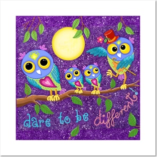 Funny Owl Family Posters and Art